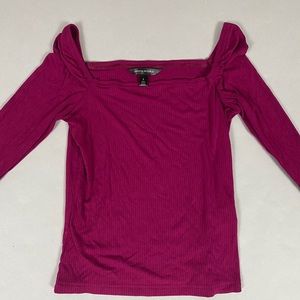 Banana Republic Pink Square Neck Puff Sleeve Top
